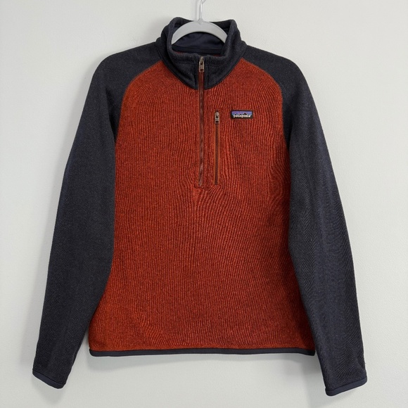 Patagonia Mens Better Sweater 1/4 Zip Pullover Rust Heather‎ Navy Size S - Picture 1 of 8